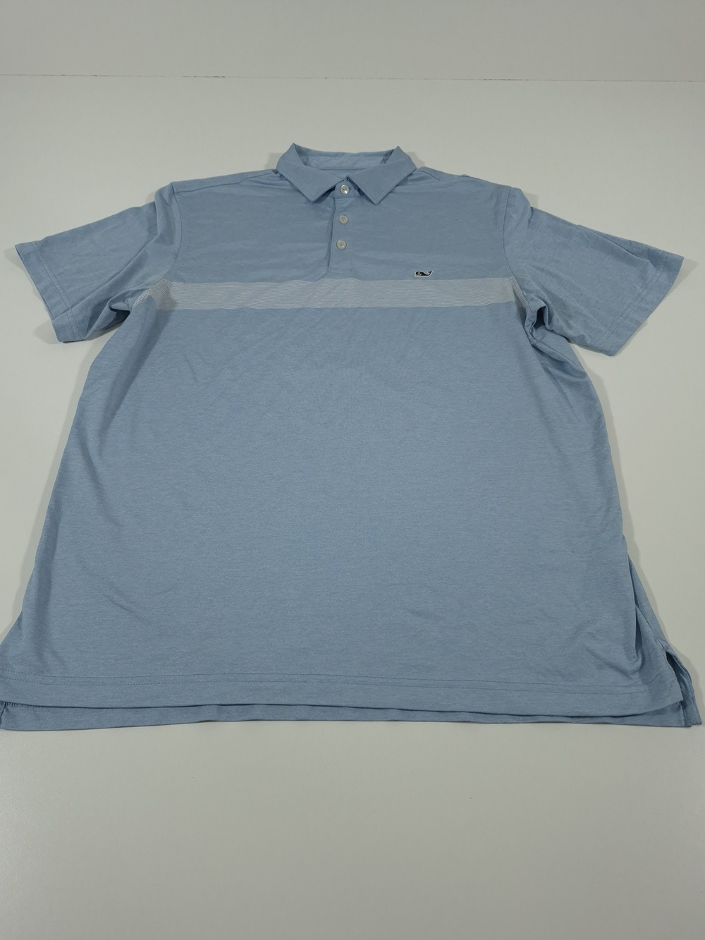 Vineyard Vines Performance Polo Shirt Mens L Blue Striped Golf Stretch Jersey